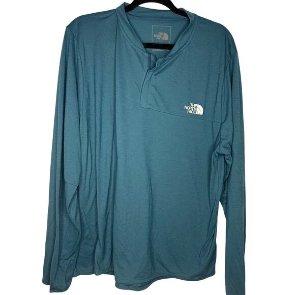 The North Face Quarter Zip Henley Men's Size XL Teal Long-Sleeve Shirt Tee - Picture 1 of 6
